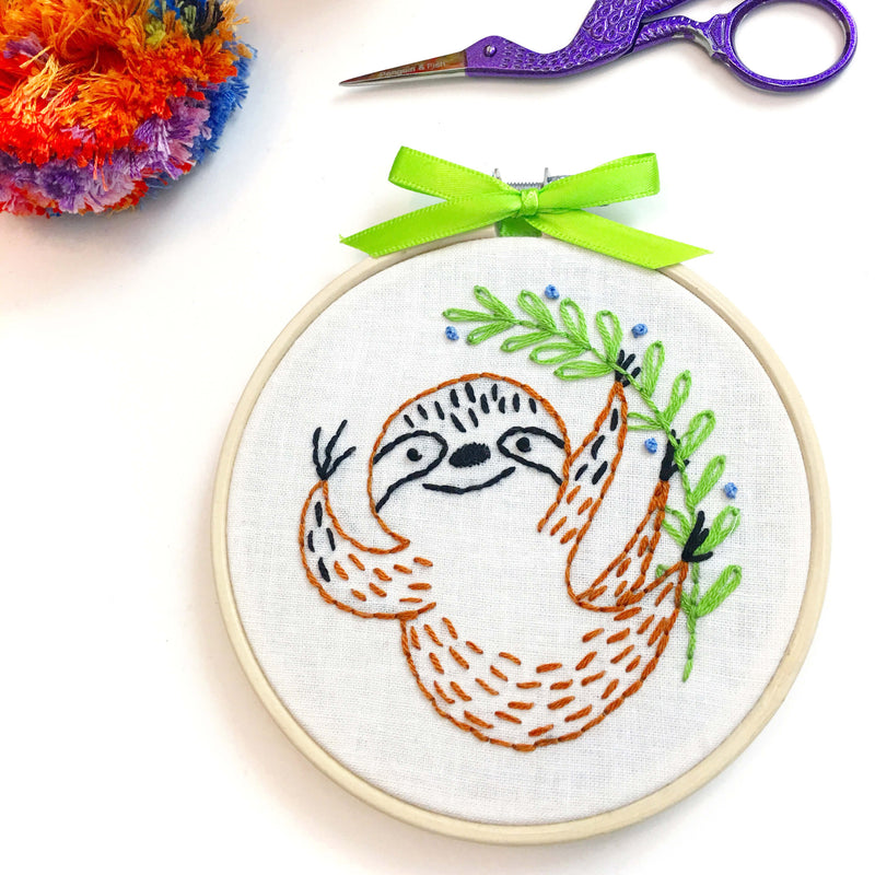 Sloth embroidery kit