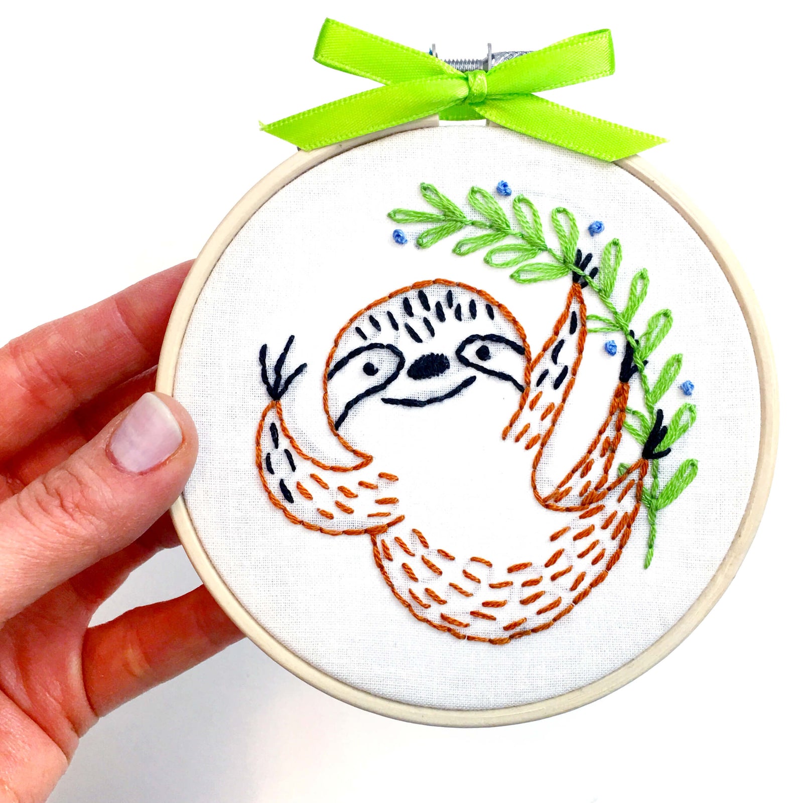Sloth embroidery kit