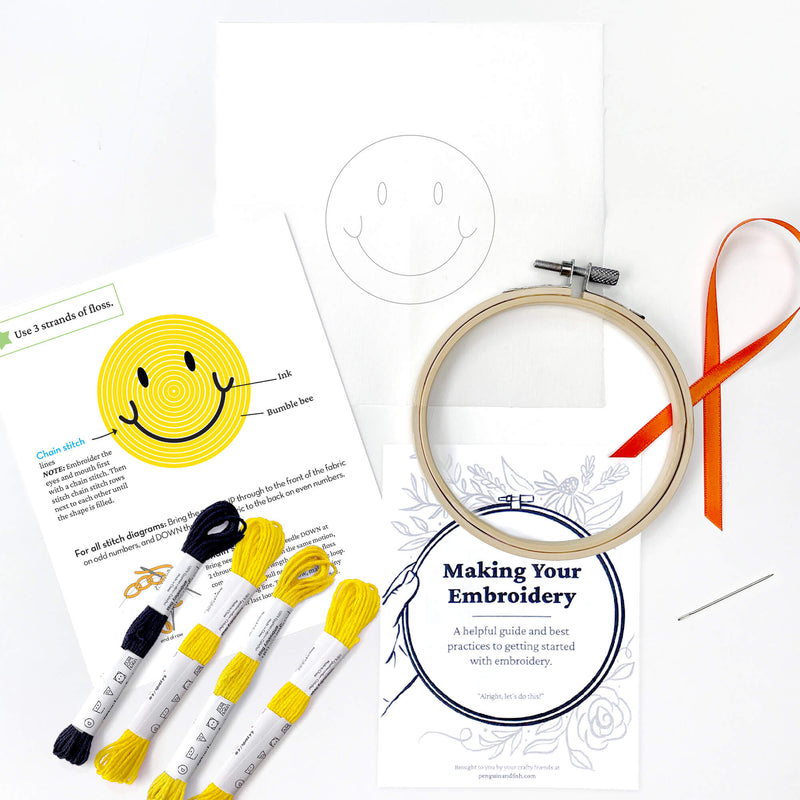 Smiley 3 embroidery kit bundle