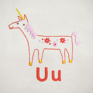 Uu Unicorn embroidery pattern - PDF