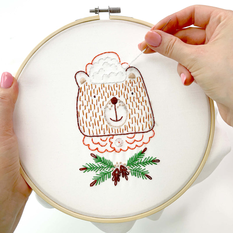 Winter Grizzly embroidery kit