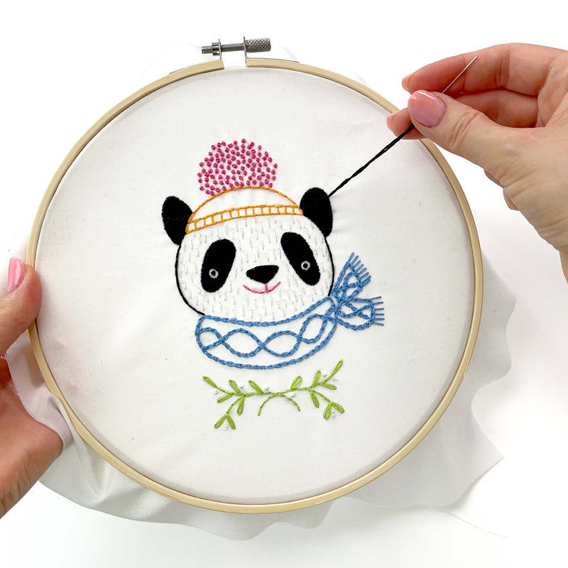 Winter Panda embroidery kit