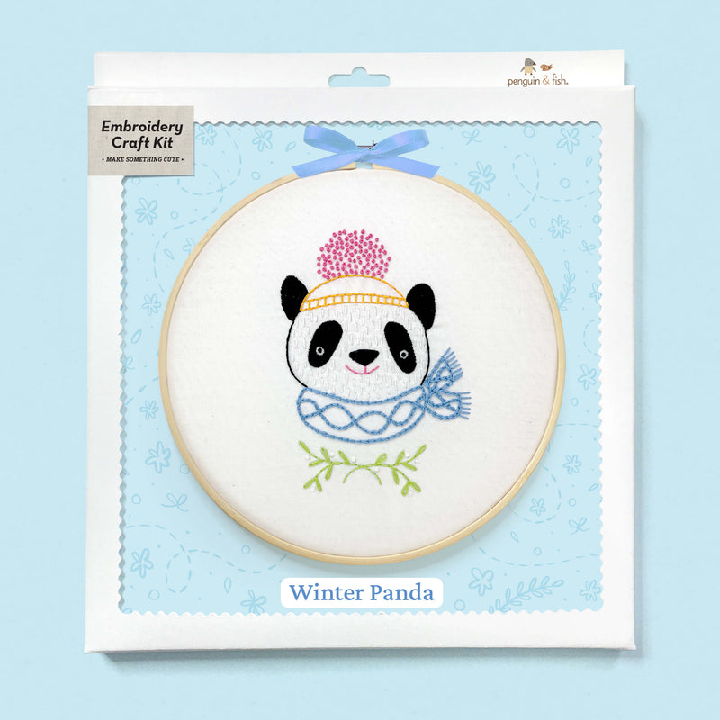 Winter Panda embroidery kit