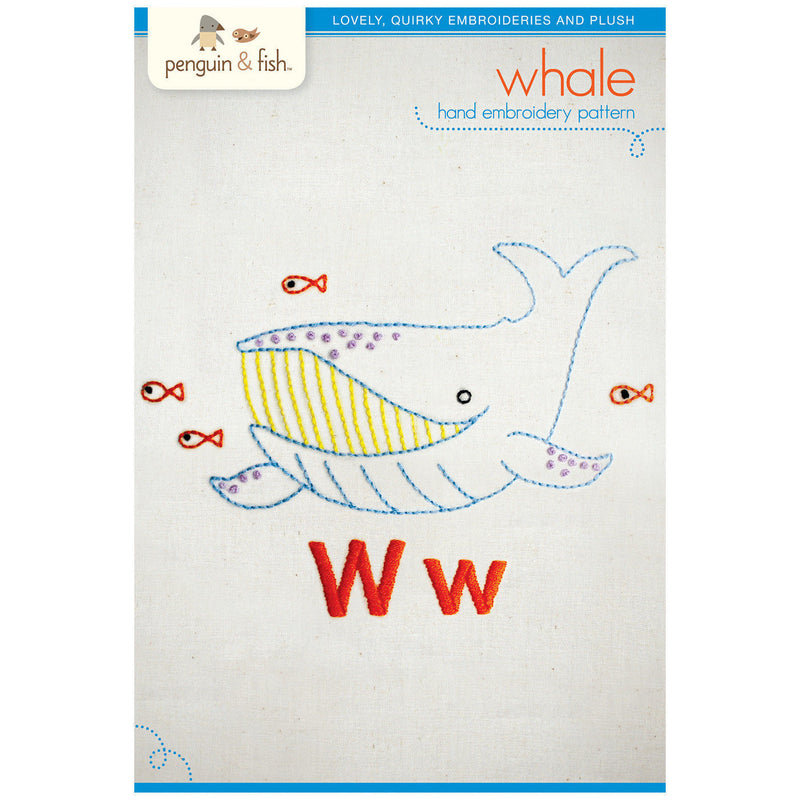 Ww Whale embroidery pattern - iron-on