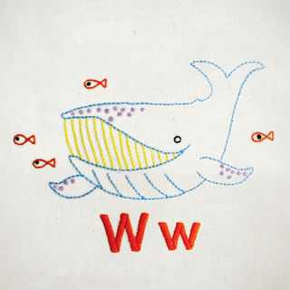 Ww Whale embroidery pattern - iron-on