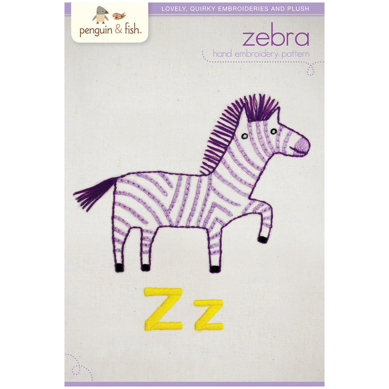 Zz Zebra embroidery pattern - iron-on