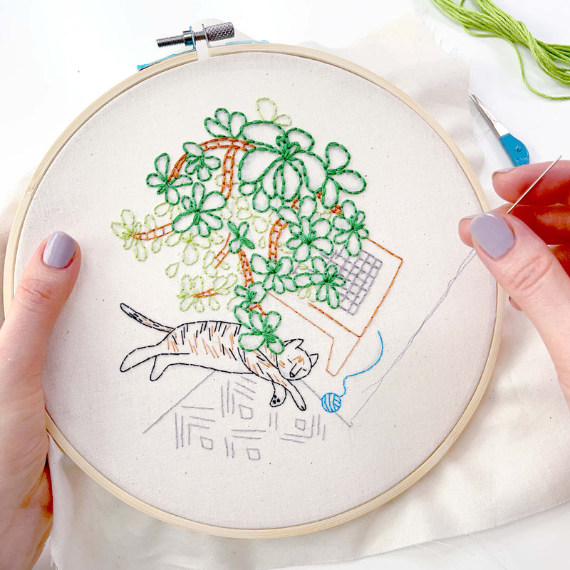 Catnap Under the Jade embroidery kit