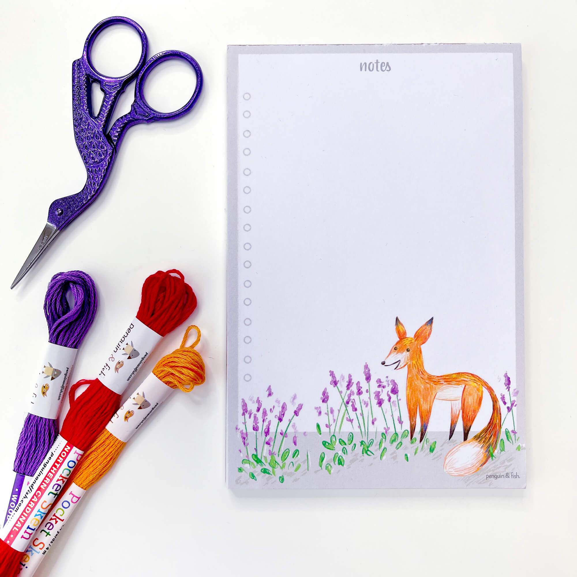 Notelets With Fox Pattern Summer Fox notepad
