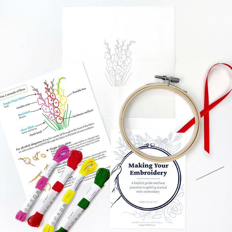 Gladiolus embroidery kit