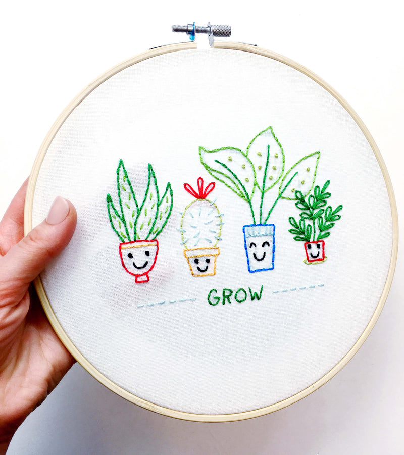 Houseplants embroidery kit