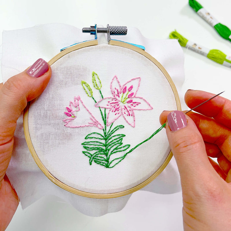 lily flower embroidery design Lily embroidery kit