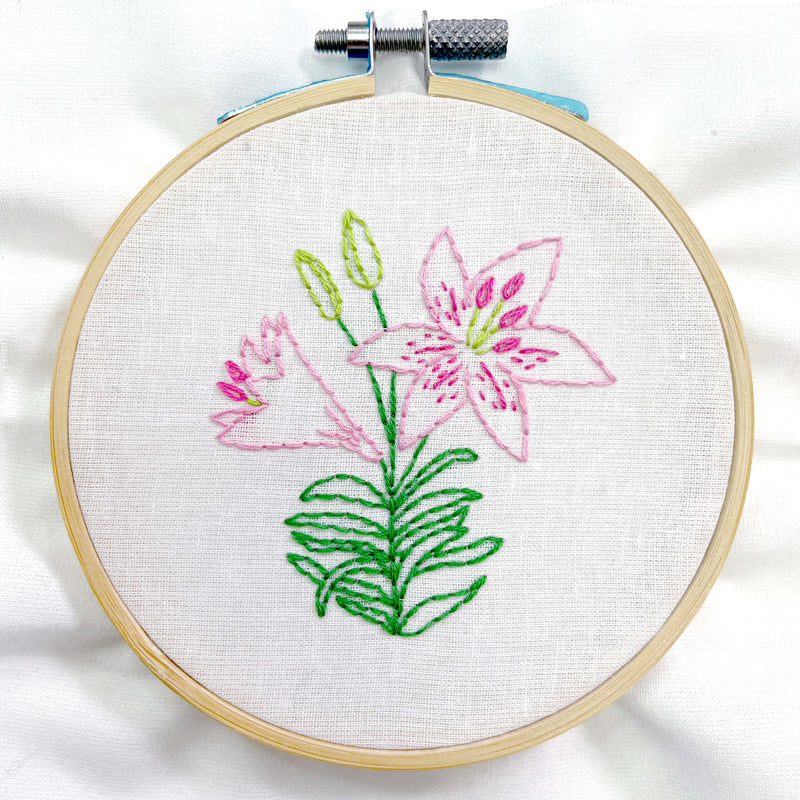 lily flower embroidery design Lily embroidery kit