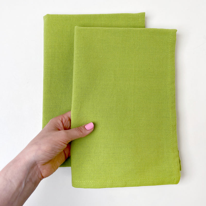 Lime cotton tea towels - set of 2