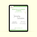 Months and Flowers Text with 3 Fonts - PDF pattern