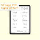 Months and Flowers Text with 3 Fonts - PDF pattern