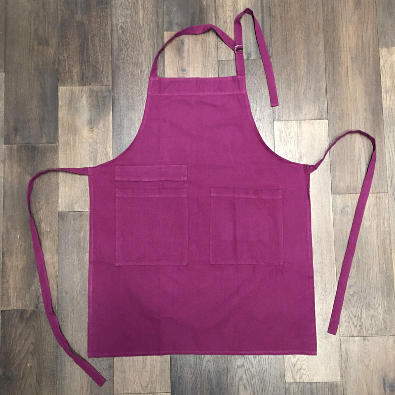 Apron with large pockets - plum