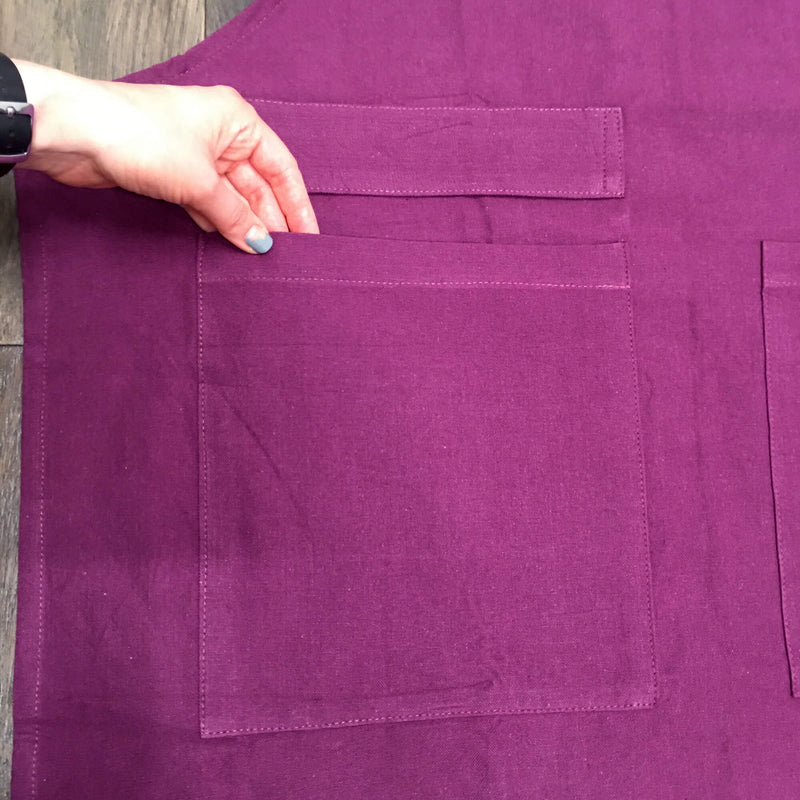 Apron with large pockets - plum