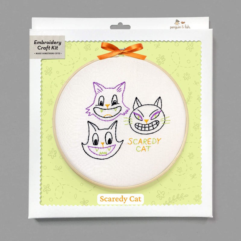 Scaredy Cat embroidery kit