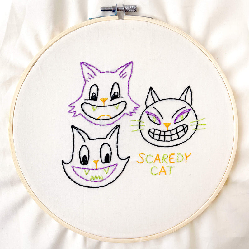 Scaredy Cat embroidery kit