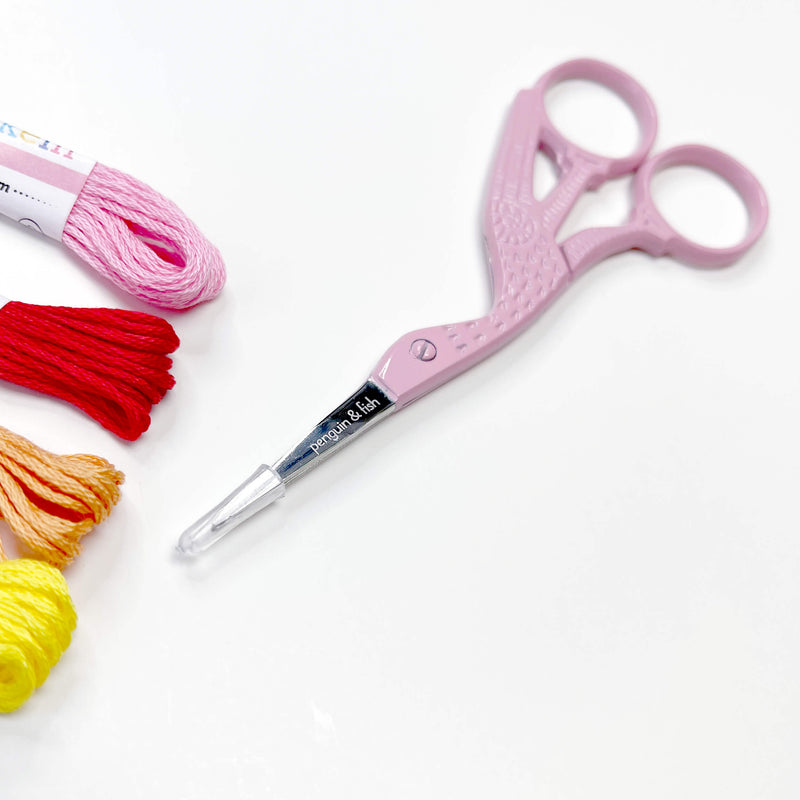 4.5-inch colorful stork embroidery scissors
