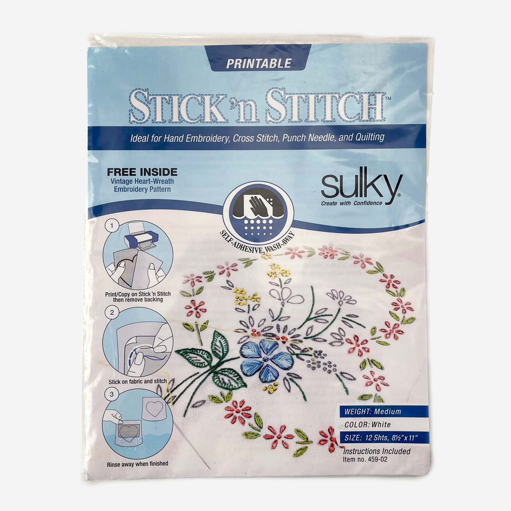 Stick and Stitch Paper Printable Embroidery Transfers Dissolvable