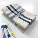 Navy striped border dish towel - set of 2