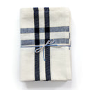 Navy striped border dish towel - set of 2