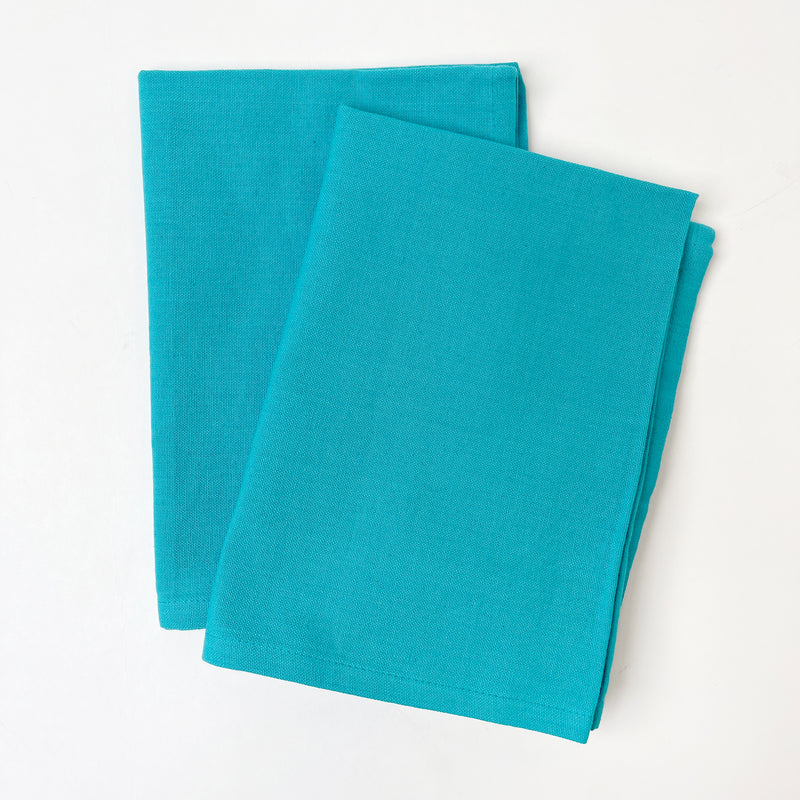 Teal cotton tea towels - set of 2